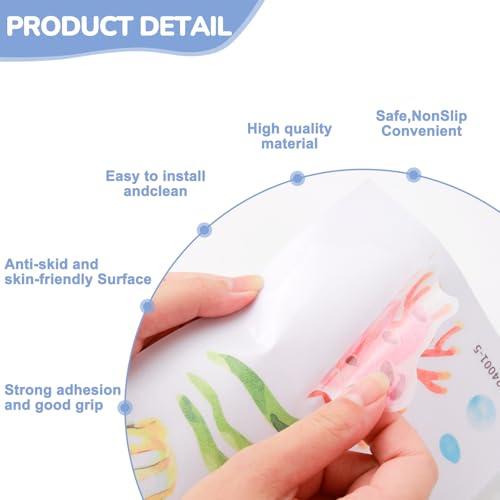 PRATIQUE Non Slip Bathtub Stickers, 6 Pages Sea Organism Adhesive Kids Anti Slip Decal Threads for Shower Floor and Bath Tub Decals(Ocean) - color: Ocean