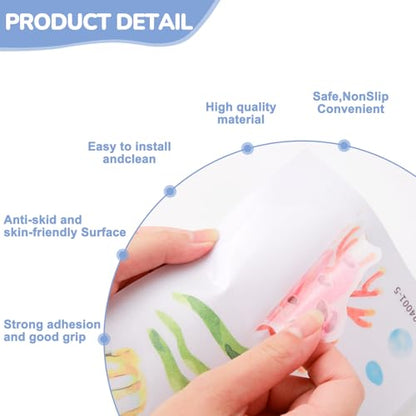 PRATIQUE Non Slip Bathtub Stickers, 6 Pages Sea Organism Adhesive Kids Anti Slip Decal Threads for Shower Floor and Bath Tub Decals(Ocean) - color: Ocean