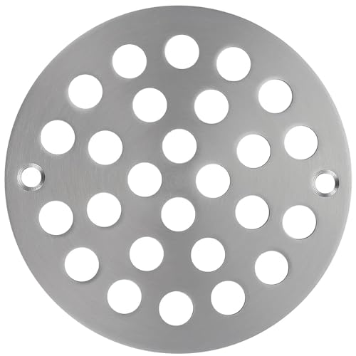 4 Inch Shower Drain Cover,Round Screw-in Floor Drain Cover,Easy-to-Install Replacement Cover Brushed Nickel - color: Brushed Nickel, size: 4 inch