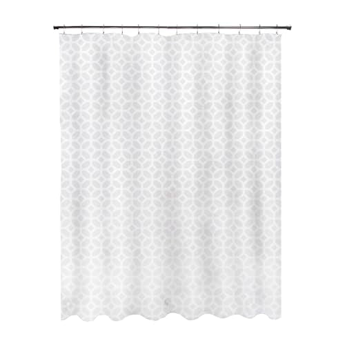 Kenney KN61267 Medium Weight 5 Gauge Decorative Printed Waterproof PEVA Shower Curtain Liner with Durable Eyelet Hang Holes for Bathroom, 70" W x 72" H, Geometric White Frost Pattern - color: Geometric Frost, size: 70"W x 72"L (Pack of 1)