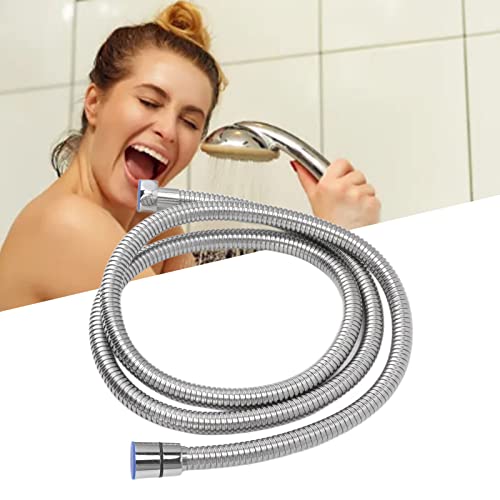 59in Shower Hose, 3 Layers Pressure Stainless Steel Flexible Long Shower Hose with Hot Cold Nozzles, Universal Fit for Bathroom Replacement (Electroplated) - color: Electroplated