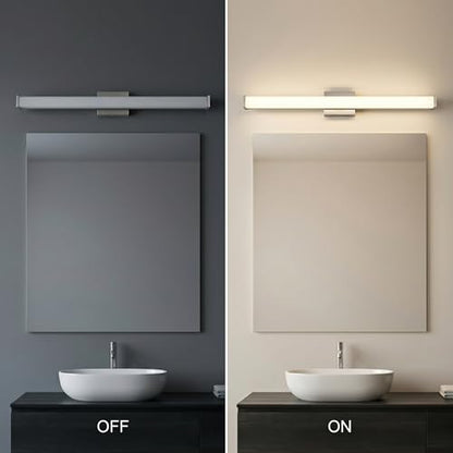 URSOLA 36" Modern LED Bathroom Light Fixtures, Brushed Nickel 3CCT Dimmable Bathroom Vanity Light Over Mirror, Bathroom Vanity Bath Bar Lights with Double Layer Acrylic Shade - color: Brushed Nickel, size: 36inch