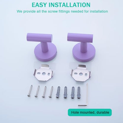 Towel Hooks for Bathrooms,Purple Wall Mount Hooks SUS 304 Stainless Steel Coat Hook Robe Hook Towel Hook 2 Count for Kitchen,Bedroom (Drilling),SE96006-8PP - color: Purple