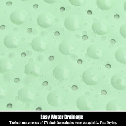 Bathtub and Shower Mats, 28 x 15 Inch Non-Slip Bath Mat, Machine Washable Bath Tub Mat with Suction Cups & Drain Holes for Bathroom, Beige - color: Green, size: 28" x 15" (Rectangular)