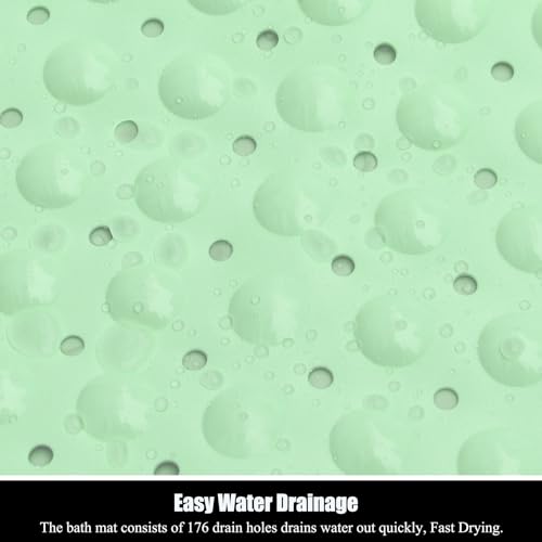 Bathtub and Shower Mats, Extra Long Non-Slip Bath Mat 39 x 16 Inch, Machine Washable Bath Tub Mat with Suction Cups & Drain Holes for Bathroom, Green - color: Green, size: 40" x 16" (Rectangular)