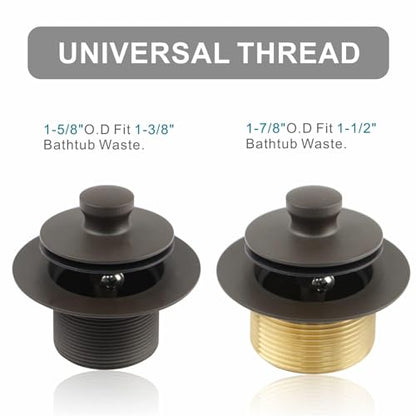 WELSAN Oil Rubbed Bronze Tub Drain and 1 Hole Faceplate Overflow Bath Kit | Universal Lift & Turn, Fine/Coarse Thread Conversion Twist Trim Kit Assembly, Bronze, For 1-3/8" & 1-1/2" Bathroom Tub Drains - color: Bronze