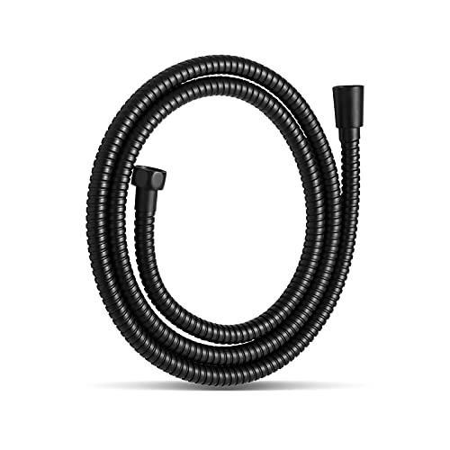 OFFO Shower Hose, 48 in Kink Free Stainless Steel Shower Hose Attachment Electroplating Handheld Shower Head Hose Flex Hoses Extension with Brass Insert & Nut for Pet Bathing Cleaning, Matte Black - color: Matte Black, size: 48 in