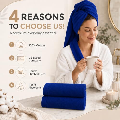Ameri-Homes Navy Blue Washcloths Pack of 10, 100% Ring Spun Cotton | Soft Face Towel, Highly Absorbent 100% Ring Spun Cotton, 488 GSM Quick-Dry, 12.5 x 12.5 In, Wash Cloths for Bath Gym Spa - color: Navy Blue
