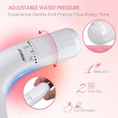 Jamini Left-Hand Ultra-Slim Toilet Bidet Attachment, Non-Electric, Dual Nozzles for Rear and Female Front Wash, Adjustable Single Cold Water Pressure, 0.23" Slim Profile, Detachable for Easy Cleaning - style: Diamond Knob – Left
