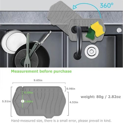 Silicone Draining Mat for Kitchen Sink, Sink Splash Guard, 9.6″ Faucet Mat + 9.8″ Kitchen Sink Soap Tray, Faucet Absorbent for Bathroom, Sink Protectors Behind Sink Water Catcher