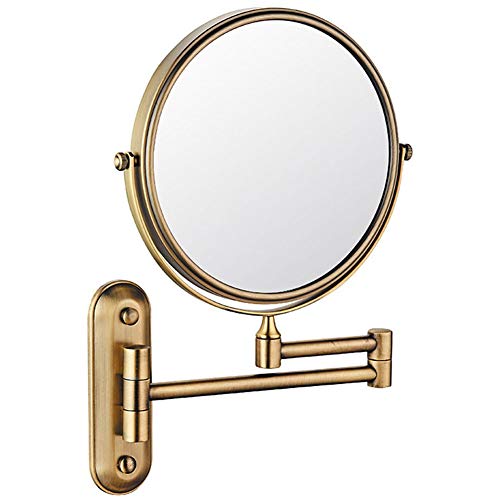 Wall Mounted Mirror, 3/5X Magnification + Normal Bathroom Shaving Mirror Double-Sided Magnifying Makeup Vanity Swivel Mirror, 8 Inch Extendable Arm, Chrome Finished,Archa,Archaize-1X/3X - color: Archaize, size: 1X/3X