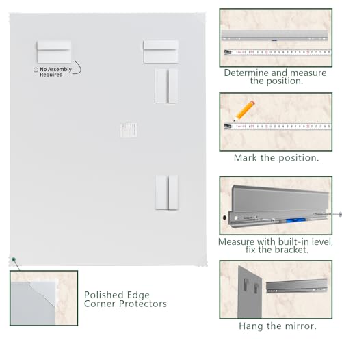 Frameless Wall Mirror 48"x30" Bathroom Vanity Mirror Shatterproof | Modern Wall Mount Mirror, Horizontal & Vertical, Rectangle Mirror for Over Sink, Living Room, Bedroom - size: 48"L x 30"W