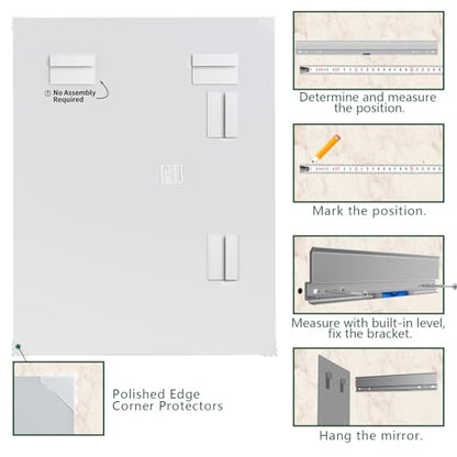 Frameless Wall Mirror 60"x28" Bathroom Vanity Mirror Shatterproof | Modern Wall Mount Mirror, Horizontal & Vertical, Rectangle Mirror for Over Sink, Living Room, Bedroom - size: 60"L x 28"W