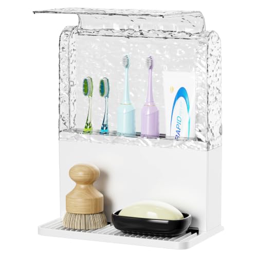 PARKMANI Toothbrush Holders for Bathroom Counter Organizers, Kids Electric Toothbrush and Toothpaste Holder with Cover, Toothbrush Organizer for Vanity Makeup Brushes Holder