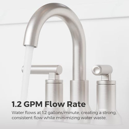 Pfister Capistrano 3-Hole Centerset Bathroom Sink Faucet Nickel LF048CSOGS | Push & Seal drain included, Spot Defense finish, 4 in centerset vanity faucet , EPA WaterSense compliant, NSF lead-free - color: Spot Defense Brushed Nickel, size: 1 Pack