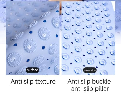 White 30×18 Upgraded Raised-dot Bathroom Non-Slip Suction Cups, Shower mats and Bathtub mats with Drain Holes and Small Raised dots for Comfortable Massage. Machine-Washable and Durable.