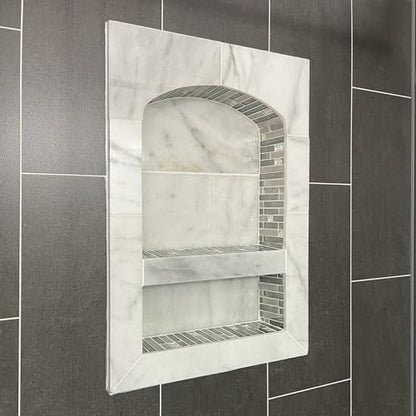 Uni-Green Recessed Shower Niche 17X25 Arch Double Shelf-Shower Cube for Organizer Storage or Shampoo and Toiletry Storage