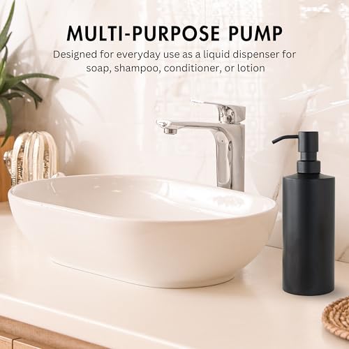 Black Round Stainless Steel Soap Dispenser, 15 oz - color: Black