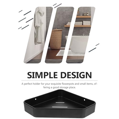 STAHAD Space Aluminum Floating Corner Shelf Wall Mounted Bathroom Storage Rack with Anti-Skid Lip Edge Black Shower Organizer for Corner Wall Storage