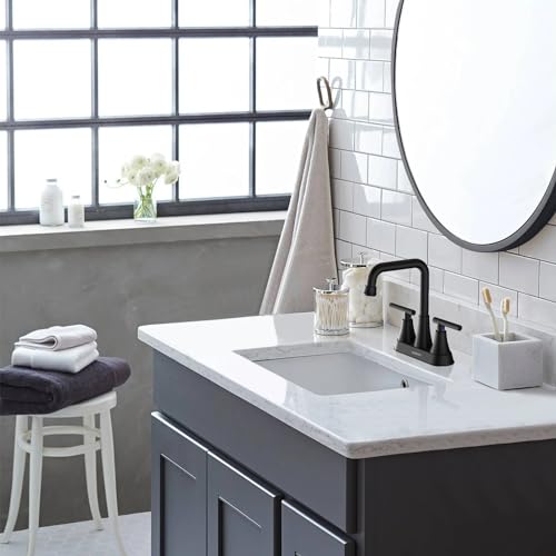 Matte Black 4 inch Centerset Bathroom Faucets for Sink 2-3 Hole | Bathroom Sink Faucet with Pop-up Drain and Supply Lines, Stainless Steel 2-Handle Centerset Faucet for Vanity RV Restroom - color: Matte Black X2