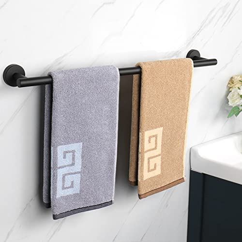 NearMoon Bath Towel Bar, Thicken Stainless Steel Shower Towel Rack Holder Wall Mounted for Bathroom, 26-lnch Overall Length-24-lnch Usable Hanging Space (1 Pack, Matte Black) - color: Matte Black, size: 26 Inch