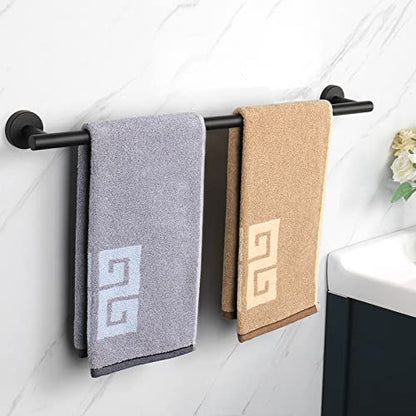 NearMoon Bath Towel Bar, Thicken Stainless Steel Shower Towel Rack Holder Wall Mounted for Bathroom, 26-lnch Overall Length-24-lnch Usable Hanging Space (1 Pack, Matte Black) - color: Matte Black, size: 26 Inch