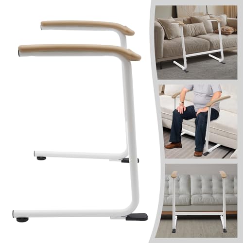 Chair Lift Assist for Elderly, Couch Stand Assist for Seniors Standing Aids Supports Devices, Heavy Duty Mobility Assistance Frame Freestanding, Bathroom Toilet Safety Rail 330 lbs Capacity, Ergonomic Handles White, 24" x 19.5" x 25.6"