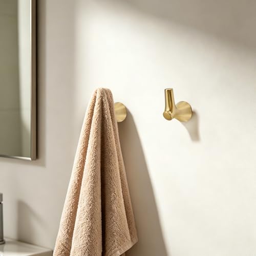 AVICCI 5 Pack Towel Hooks Champagne Bronze Coat Hooks, Zinc Alloy Heavy Duty Bathroom Hooks Wall Mounted for Robes & Towels Hand Towel Hook Holder Kitchen, Bathroom Accessories - color: Champagne Bronze