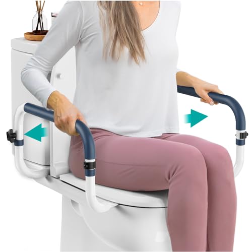PELEGON Toilet Safety Rails (250lb) - Adjustable Toilet Safety Rails, Toilet Bar for Elderly Adults, Toilets Rails for Seniors, Toilet Seat with Handles for Elderly & Disabled Toilet Grab Bar - 1 Pack - size: 1 Pack