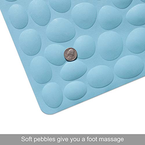 Non-Slip Bathtub Mat OTHWAY Soft Rubber Bathroom Bathmat with Strong Suction Cups (Lake Blue, 16x31.5 inch) - color: Lake Blue, size: 31.5" x 16" (Rectangular)