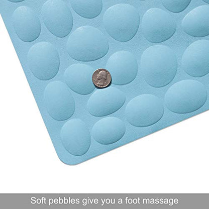 Non-Slip Bathtub Mat OTHWAY Soft Rubber Bathroom Bathmat with Strong Suction Cups (Lake Blue, 16x31.5 inch) - color: Lake Blue, size: 31.5" x 16" (Rectangular)
