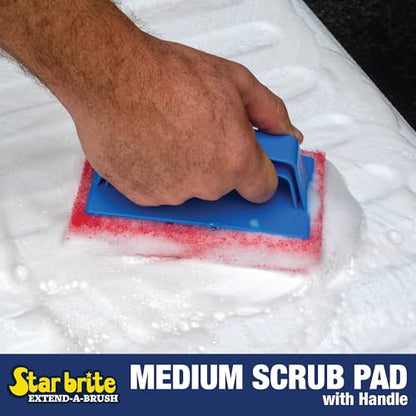 STAR BRITE Medium Red Scrub Pad with Interchangeable Handle - size: Medium, style: Medium Red