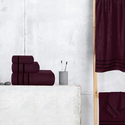MyOwn Ultra Soft 6 Pack Cotton Towel Set, Contains 2 Bath Towels 28x55 inch, 2 Hand Towels 16x24 inch & 2 Wash Coths 12x12 inch, Ideal Everyday use, Compact & Lightweight - Burgundy, 71643 - color: Burgundy, size: 6-Piece Towel Set