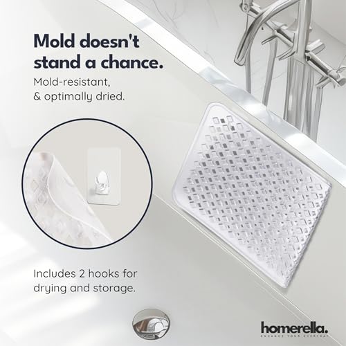 homerella Bathtub Mat Non Slip 28x16 Shower Mat Non Slip Anti Mold BPA Free - color: Clear, size: 27.6" x 15.7" (Rectangular)