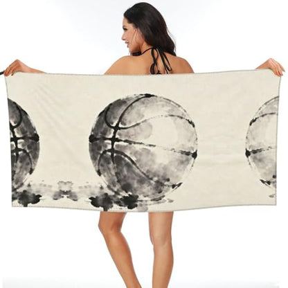 Ink Basketball Quick Dry Bath Towels - Super Soft Bath Towels for Home, Spa, Gym, Travel - color: Ink Basketball, size: 31.5"x63"