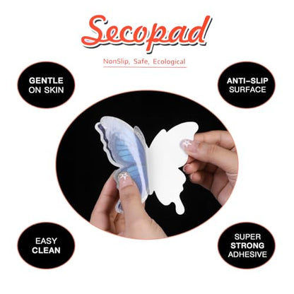 Secopad Butterfly Non Slip Bathtub Stickers with Scraper, 20PCS, Blue | Original Large Anti-Slip Treads, Comfortable PEVA Material, Strong Adhesive, Easy to Use, For Bath Tubs, Showers & Stairs - color: Blue