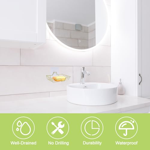 1Pack Soap Dish, Self Draining Stainless Steel Soap Dish Holder Tray Wall Mount Sponge Holder Caddy Rack for Bathroom & Kitchen(Gold) - color: Gold Adhesive-1pcs, size: 1 Layer