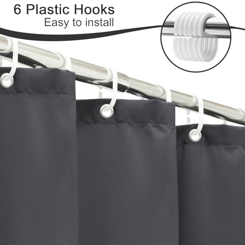 AooHome Stall Shower Curtain 36 Width x 72 Height Inch, Solid Fabric Bathroom Curtain for Hotel with Hooks, Water Repellent, Dark Grey - color: Dark Grey, size: 36"W x 72"L (Pack of 1)