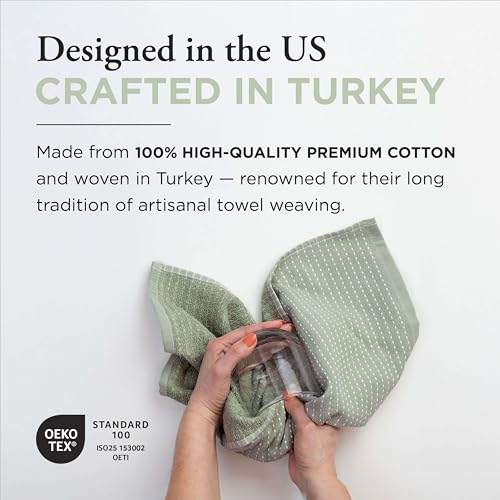Thyme and Sage 100% Cotton Turkish Kitchen Hand Towel Set, Sage, 4 Pack | Premium Materials, 16"x26", Made in Turkey, Ultra Absorbent, 350 GSM - color: Sage, size: Pack of 4