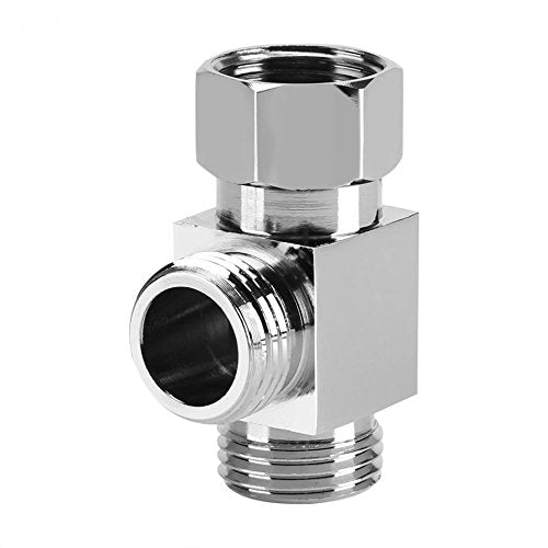 1/2" Brass Chrome 3 Way Diverter, Hose Fitting Tee, T Shape Adapter Connector for Angle Valve Hose, Bath Shower Arm, Toilet Bidet Sprayer Faucet - color: chome