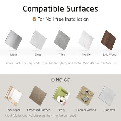 KES Shower Head Holder Wall Mount, 18/8 Stainless Steel Adjustable Handheld Shower Head Holder (21mm-23mm) No Drill Adhesive Metal Shower Head Holders Brushed Finish, C207DF-BS