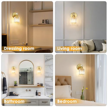 1-Light Gold Bathroom Vanity Light Fixture | Modern, Clear Crystal Glass Shade, Wall Mount, For Bedroom Living Room - color: Gold, size: Linear-1-Light