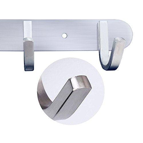 Coat Hook Rail Brushed Nickel 14-inch Towel Rack Wall Mounted with 5 Hooks/Durable Coat Hangers for Bedroom, Bathroom, Foyer, Hallway/304Stainless Steel/Easy to Install/Rust and Water Proof - size: 5 Hooks