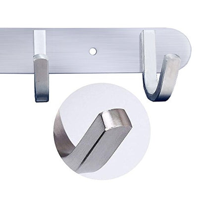 Coat Hook Rail Brushed Nickel 14-inch Towel Rack Wall Mounted with 5 Hooks/Durable Coat Hangers for Bedroom, Bathroom, Foyer, Hallway/304Stainless Steel/Easy to Install/Rust and Water Proof - size: 5 Hooks