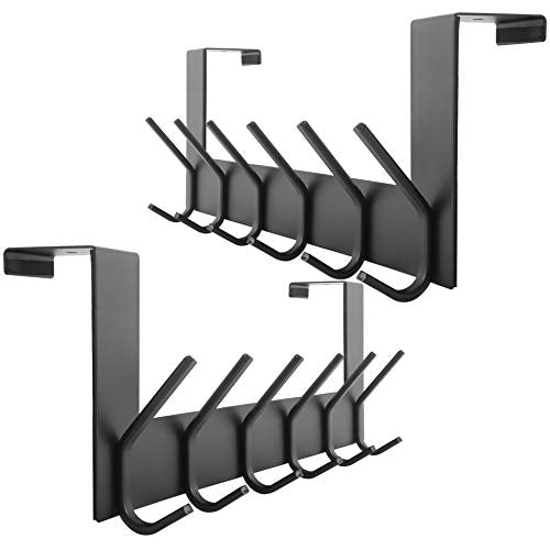 WEBI Over The Door Hook Door Hanger:Over The Door Towel Rack with 6 Coat Hooks for Hanging,Door Coat Hanger Towel Hanger Over Door Coat Rack for Towels,Clothes,Back of Bathroom,Black,2 Packs - color: Black, size: 2 Pack