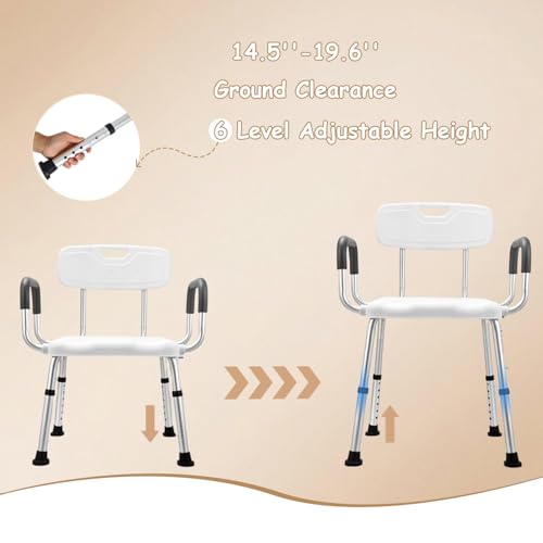 Plus Size 24in Extra Wide Shower Seats for Adults with Arms & Back.SQ | Semi Pre-Assembled, Bath Chairs for Seniors, or Big & Tall Person, 150kg Weight Capacity.