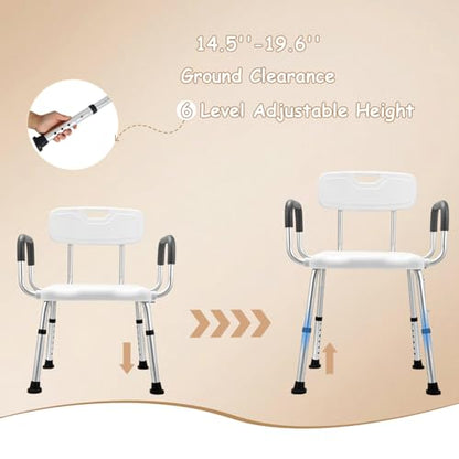 Plus Size 24in Extra Wide Shower Seats for Adults with Arms & Back.SQ | Semi Pre-Assembled, Bath Chairs for Seniors, or Big & Tall Person, 150kg Weight Capacity.