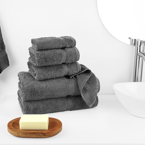 Chakir Turkish Linens |Hotel & Spa Quality 100% Cotton Premium Turkish Towels | Soft & Absorbent (Dark Gray, 6-Piece Towel Sets) - color: Dark Gray