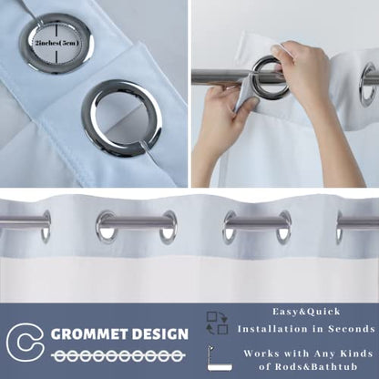 71" W x 74" L Hook Free Fabric Shower Curtain with Polyester Snap-in Liner with Magnets–Hotel Quality Top See Through Gradient Blue - color: Gradient Blue, size: 65"W x 76.4"L (Pack of 1)