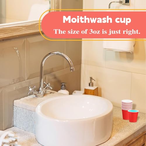 100 Pack 3 oz Paper Cups, Disposable Small Bathroom Cups Red | Bathroom Cups Espresso Small Cups, Mini Disposable Cup for Snack Bathroom, Party Travel Picnic BBQ - color: Red, size: 100 Count